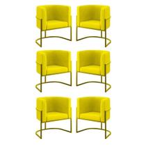 Kit 06 Poltronas Lua Sala Decorativa Base De Ferro Gold Amarelo Kit 06 Poltronas Lua Sala Decorativa Base De Ferro Gold Amarelo