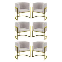 Kit 06 Poltronas Lua Sala Decorativa Base de Ferro Gold