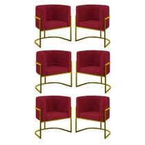 Kit 06 Poltronas Lua Sala Decorativa Base de Ferro Gold
