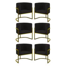 Kit 06 Poltronas Lua Sala Decorativa Base de Ferro Gold