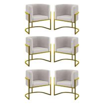 Kit 06 Poltronas Lua Sala Decorativa Base De Ferro Gold Bege Kit 06 Poltronas Lua Sala Decorativa Base De Ferro Gold Bege