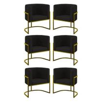 Kit 06 Poltronas Lua Sala Decorativa Base De Ferro Gold Preto Kit 06 Poltronas Lua Sala Decorativa Base De Ferro Gold Preto