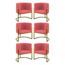 Kit 06 Poltronas Lua Sala Decorativa Base De Ferro Gold Rosa Kit 06 Poltronas Lua Sala Decorativa Base De Ferro Gold Rosa
