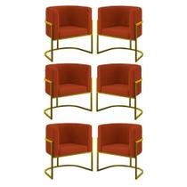 Kit 06 Poltronas Lua Sala Decorativa Base De Ferro Gold Terracota Kit 06 Poltronas Lua Sala Decorativa Base De Ferro Gold Terracota