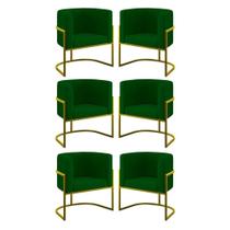 Kit 06 Poltronas Lua Sala Decorativa Base De Ferro Gold Verde Kit 06 Poltronas Lua Sala Decorativa Base De Ferro Gold Verde
