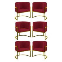 Kit 06 Poltronas Lua Sala Decorativa Base De Ferro Goldmarsala Marsala Kit 06 Poltronas Lua Sala Decorativa Base De Ferro Goldmarsala Marsala