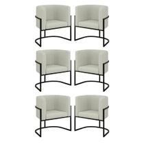 Kit 06 Poltronas Lua Sala Decorativa Base Ferro Black Bouclê Bege Kit 06 Poltronas Lua Sala Decorativa Base Ferro Black Bouclê Bege