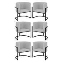 Kit 06 Poltronas Lua Sala Decorativa Base Ferro Black Bouclê Cinza Kit 06 Poltronas Lua Sala Decorativa Base Ferro Black Bouclê Cinza