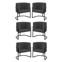 Kit 06 Poltronas Lua Sala Decorativa Base Ferro Black material sintético Cinza Kit 06 Poltronas Lua Sala Decorativa Base Ferro Black material sintético Cinza