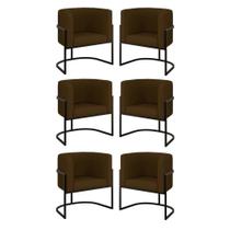 Kit 06 Poltronas Lua Sala Decorativa Base Ferro Black material sintético Marrom Kit 06 Poltronas Lua Sala Decorativa Base Ferro Black material sintético Marrom