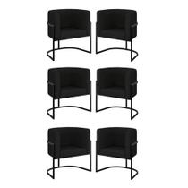 Kit 06 Poltronas Lua Sala Decorativa Base Ferro Black material sintético Preto Kit 06 Poltronas Lua Sala Decorativa Base Ferro Black material sintético Preto