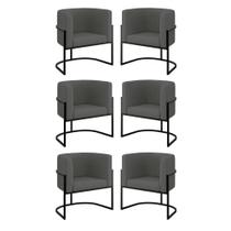 Kit 06 Poltronas Lua Sala Decorativa Base Ferro Black Veludo Cinza Kit 06 Poltronas Lua Sala Decorativa Base Ferro Black Veludo Cinza
