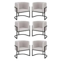 Kit 06 Poltronas Lua Sala Decorativa Base Ferro Black Veludo Cor:bege Bege Kit 06 Poltronas Lua Sala Decorativa Base Ferro Black Veludo Cor:bege Bege