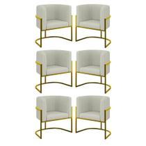 Kit 06 Poltronas Lua Sala Decorativa Base Ferro Gold Bouclê Bege Kit 06 Poltronas Lua Sala Decorativa Base Ferro Gold Bouclê Bege
