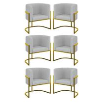 Kit 06 Poltronas Lua Sala Decorativa Base Ferro Gold Bouclê Cinza Kit 06 Poltronas Lua Sala Decorativa Base Ferro Gold Bouclê Cinza