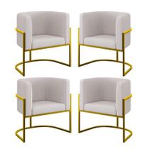 Kit 06 Poltronas Lua Sala Decorativa Base Ferro Gold Veludo Bege Kit 06 Poltronas Lua Sala Decorativa Base Ferro Gold Veludo Bege