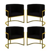 Kit 06 Poltronas Lua Sala Decorativa Base Ferro Gold Veludo Preto Kit 06 Poltronas Lua Sala Decorativa Base Ferro Gold Veludo Preto