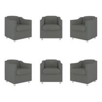 Kit 06 Poltronas Tilla Consultório Recepção Sala Suede Balaqui Decor