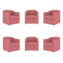 Kit 06 Poltronas Tilla Consultório Recepção Sala Suede