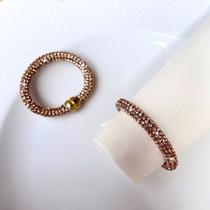 Kit 06 Porta Guardanapo Anel Mesa Posta Cravejado Rose