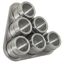 Kit 06 Portas Condimento Tempero Inox Magnético Imã Geladeira