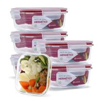 Kit 06 Pote Hermético Vidro Quadrado 800 Ml Kit 06 Pote Hermético Vidro Quadrado 800 Ml