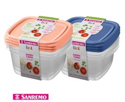 Kit 06 Potes 800ml Sanremo Micro-ondas Freezer Cozinha BPA Free Lava louças