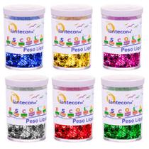 Kit 06 Potes de Lantejoulas 6mm Metalizadas 3g - Lantercor Artesanato Decorado Brilho