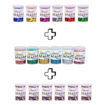 Kit 06 Potes Glitter Metálico 3g + 06 Potes 3g Lantejoulas 6mm + 06 Potes Estrelinha Metalizada 3g Lantecor