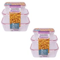 Kit 06 Potes Plástico Herméticos 500/1000/1500ml Food Lock