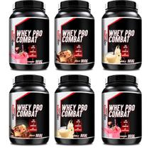 KIT 06 POTES WHEY PRO COMBAT ZERO AÇÚCAR 900g HVSPORTS