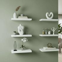 Kit 06 Prateleiras 30cm MDF Nichos Cozinha Sala Quarto Banheiro Decoração