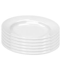 Kit 06 Prato Fundo Redondo Branco de Melamina 25cm Leve Plástico Resistente - Bestfer