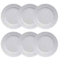 Kit 06 Prato Raso Relevo Chevron Branco Germer Porcelanas Kit 06 Prato Raso Relevo Chevron Branco Germer Porcelanas