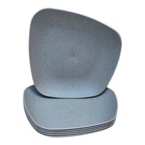 Kit 06 Pratos Plastico Duro Resistente Sobremesa Cinza