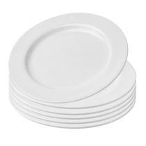 Kit 06 Pratos Raso Redondo Branco de Melamina Plástico Resistente 28cm Leve - Bestfer Kit 06 Pratos Raso Redondo Branco de Melamina Plástico Resistente 28cm Leve - Bestfer
