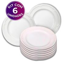 Kit 06 Pratos Redondos Sobremesa Branco de Melamina Plástico Resistente Premium 20,5cm Leve - Bestfer Kit 06 Pratos Redondos Sobremesa Branco de Melamina Plástico Resistente Premium 20,5cm Leve - Bestfer