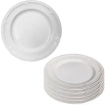 Kit 06 Pratos Redondos Sobremesa Branco de Melamina Premium 20,5cm Leve Resistente - Bestfer