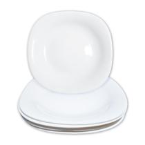Kit 06 Pratos Vidro Lanche Quadrado Temperado Opaline 20,5Cm