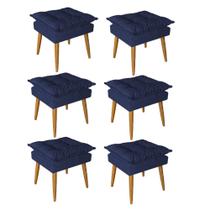 Kit 06 Puff Puf Banqueta Opala Para Quarto Sala Recepção Suede Azul Marinho - Ninho Decor Kit 06 Puff Puf Banqueta Opala Para Quarto Sala Recepção Suede Azul Marinho - Ninho Decor