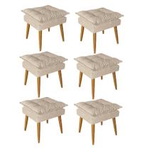 Kit 06 Puff Puf Banqueta Opala Para Quarto Sala Recepção Suede Bege - Ninho Decor Kit 06 Puff Puf Banqueta Opala Para Quarto Sala Recepção Suede Bege - Ninho Decor