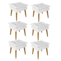 Kit 06 Puff Puf Banqueta Opala Para Quarto Sala Recepção Suede Branco - Ninho Decor Kit 06 Puff Puf Banqueta Opala Para Quarto Sala Recepção Suede Branco - Ninho Decor