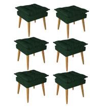 Kit 06 Puff Puf Banqueta Opala Para Quarto Sala Recepção Suede Verde - Ninho Decor Kit 06 Puff Puf Banqueta Opala Para Quarto Sala Recepção Suede Verde - Ninho Decor