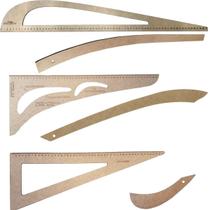 Kit 06 Réguas Modelagem Moldes Confecção Têxtil Roupas - Mdf Kit 06 Réguas Modelagem Moldes Confecção Têxtil Roupas - Mdf