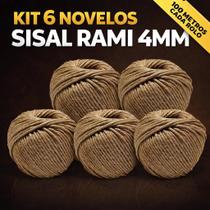 Kit 06 Rolo Fio Cordão Rami 4mm 500g Sisal Convite 100mt Kit 06 Rolo Fio Cordão Rami 4mm 500g Sisal Convite 100mt