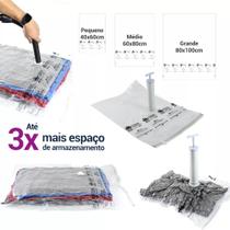Kit 06 Sacos A Vacuo 40x60cm Para Cobertor Edredom Roupas Viagem Organizador Com Bomba De Sucção