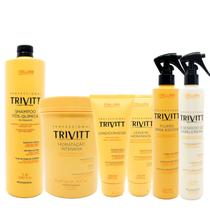 Kit 06 Salão Trivitt Shampoo Masc. Cond. Leavein, Térmico e O Segredo