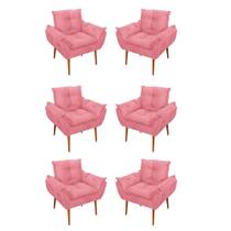 Kit 06 Sofás 1 Lugar De Luxo Opala Sala, Quarto Suede Cor:rosa Kit 06 Sofás 1 Lugar De Luxo Opala Sala, Quarto Suede Cor:rosa