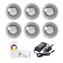 Kit 06 Super Led 9w Rgb Luxpool+ Central Touch + Fonte 12v+Nicho