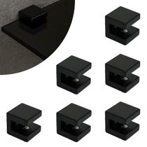 Kit 06 Suportes Fenda Quadrado 1 Furo Para Prateleira de Vidro 6mm em Zamac Preto Pintura Eletrostatica Automotiva Kit 06 Suportes Fenda Quadrado 1 Furo Para Prateleira de Vidro 6mm em Zamac Preto Pintura Eletrostatica Automotiva
